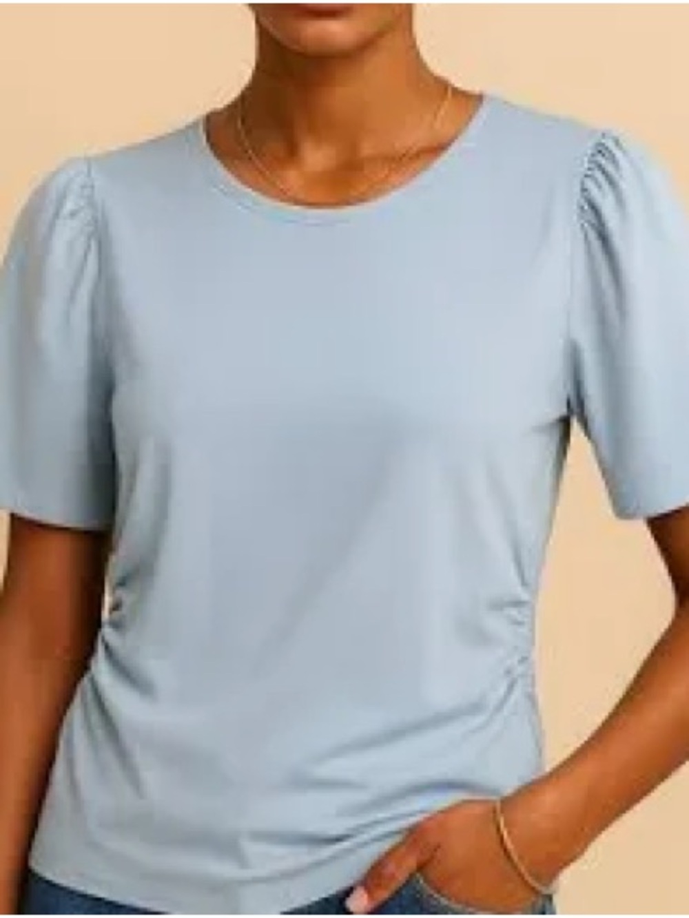 Madewell Light Blue Puff-Sleeve Crew Tee